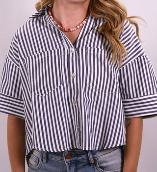 Harper Striped Pocket Top