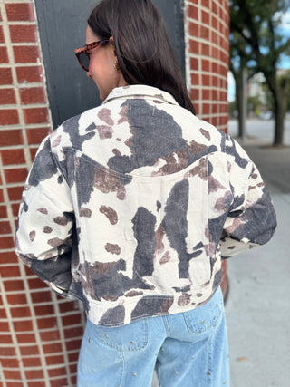 Cow Print Collared Jacket