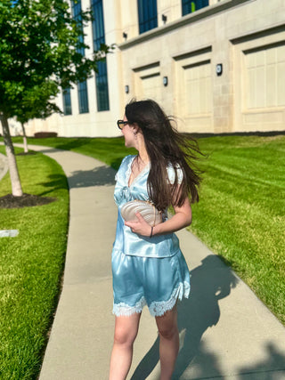 Party Please Satin Lace Shorts