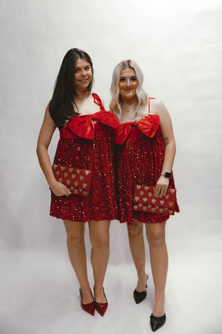 Vicky Velvet Sequin Babydoll Holiday Mini Dress