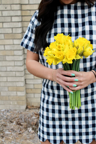Poppy Plaid Scallop Mini Dress