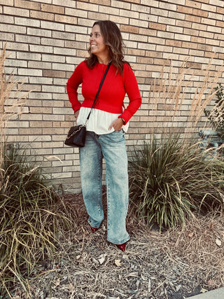 Teddy Mix Peplum Top