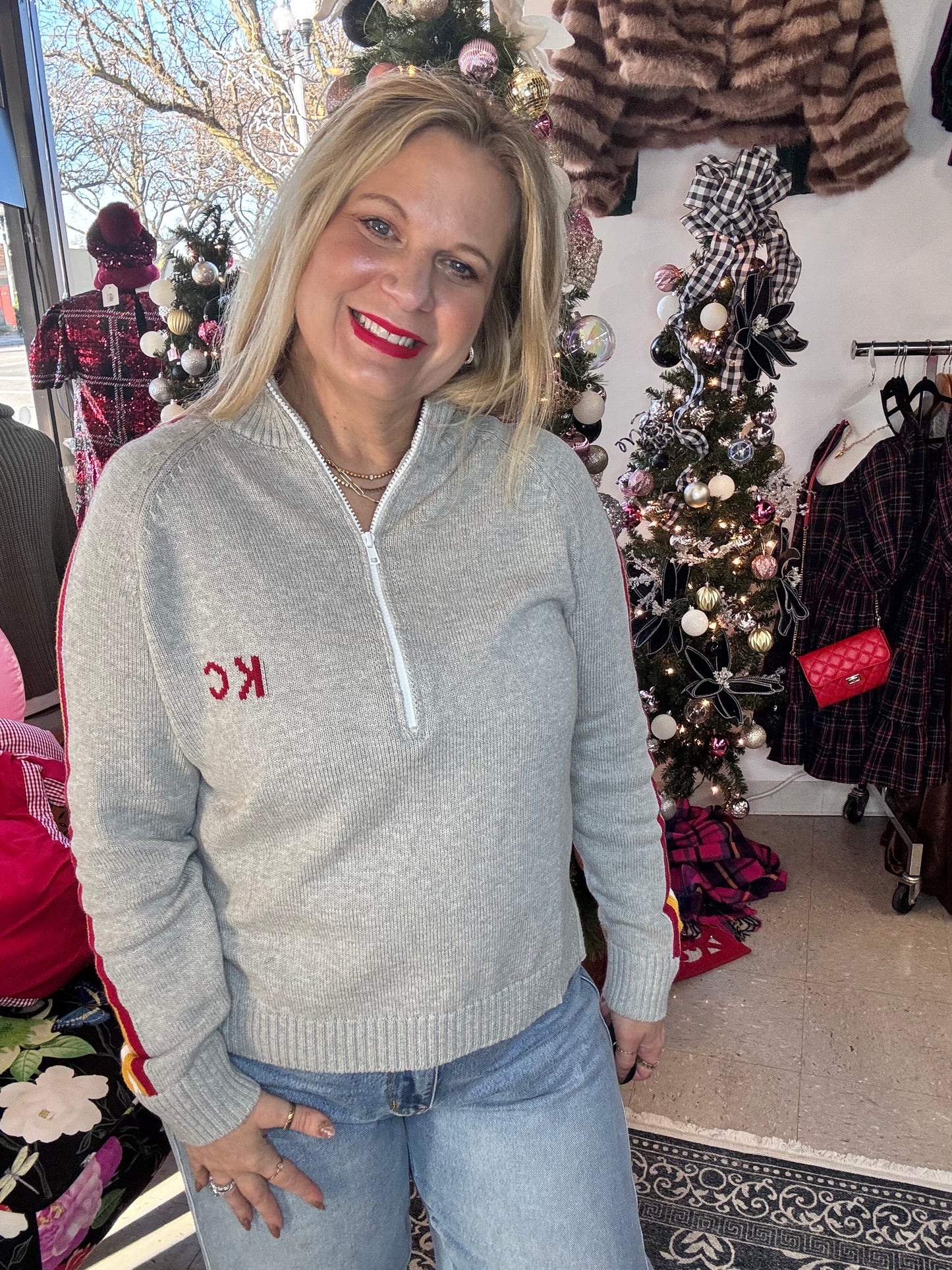 CUSTOM Chiefs 1/2 Zip Knit Sweater