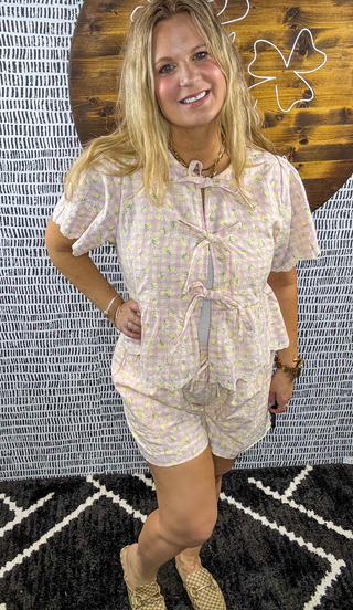 Carmin Floral Gingham Top