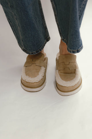 The Avalon - Suede Shearling Cozy Loafer Mules