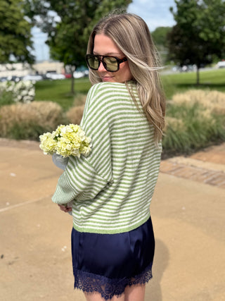 Abby Rose Mini Striped Matcha Piper Cardigan