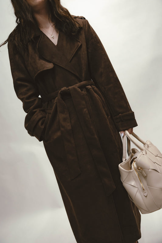 Randi Suede Long Trench Coat