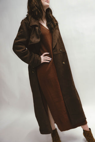 Randi Suede Long Trench Coat