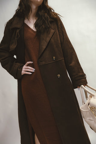 Randi Suede Long Trench Coat