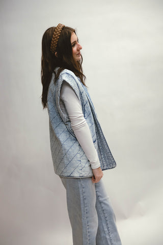 Mariana Oversized Quilted Denim Vest