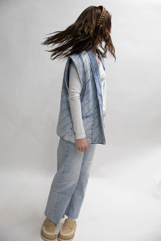 Mariana Oversized Quilted Denim Vest