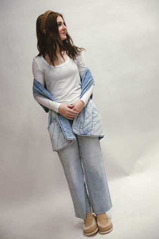 Mariana Oversized Quilted Denim Vest