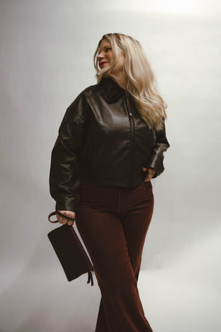 Oscar Faux Leather Cropped Jacket