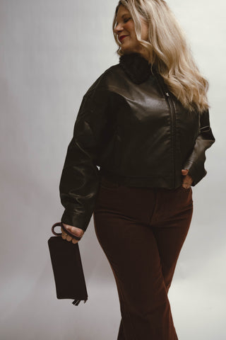 Oscar Faux Leather Cropped Jacket