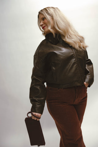 Oscar Faux Leather Cropped Jacket