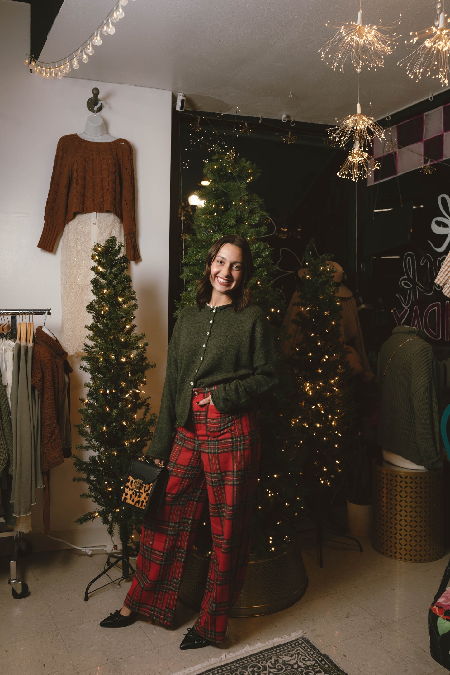 Santa Plaid Wide-leg Pants