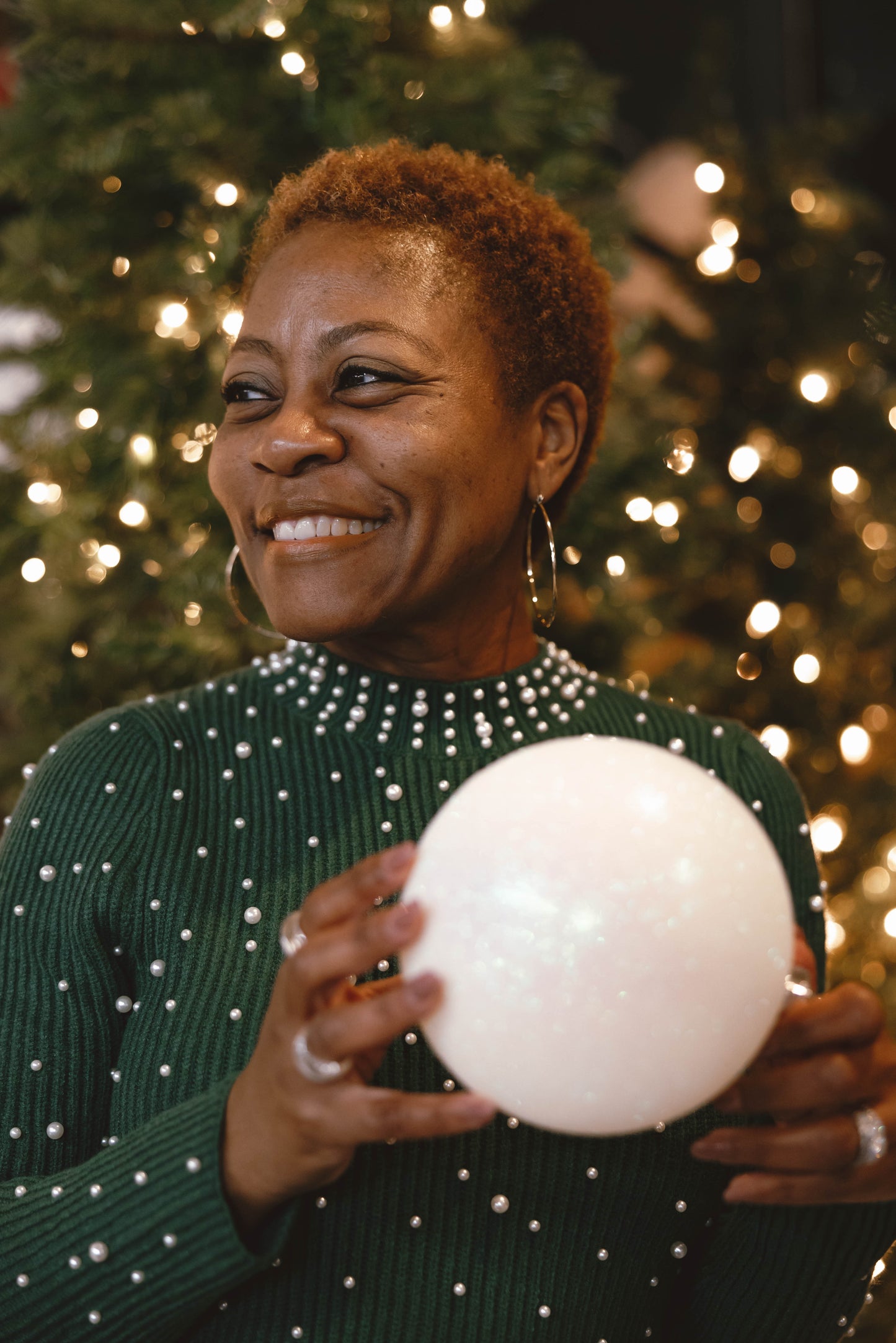 Pia Pearl Embellished Holiday Christmas Sweater