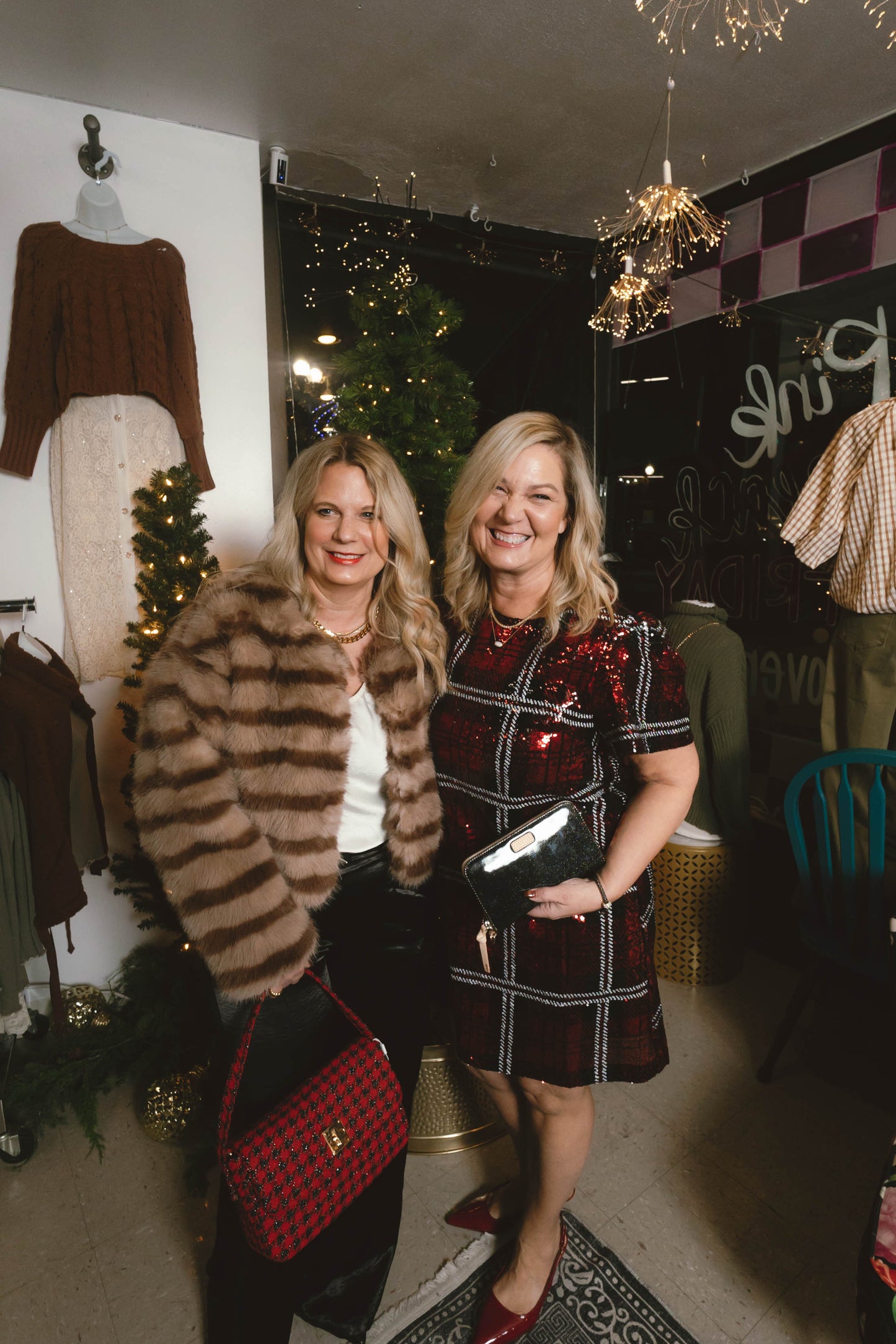 Fedra Sequin Plaid Mini Dress