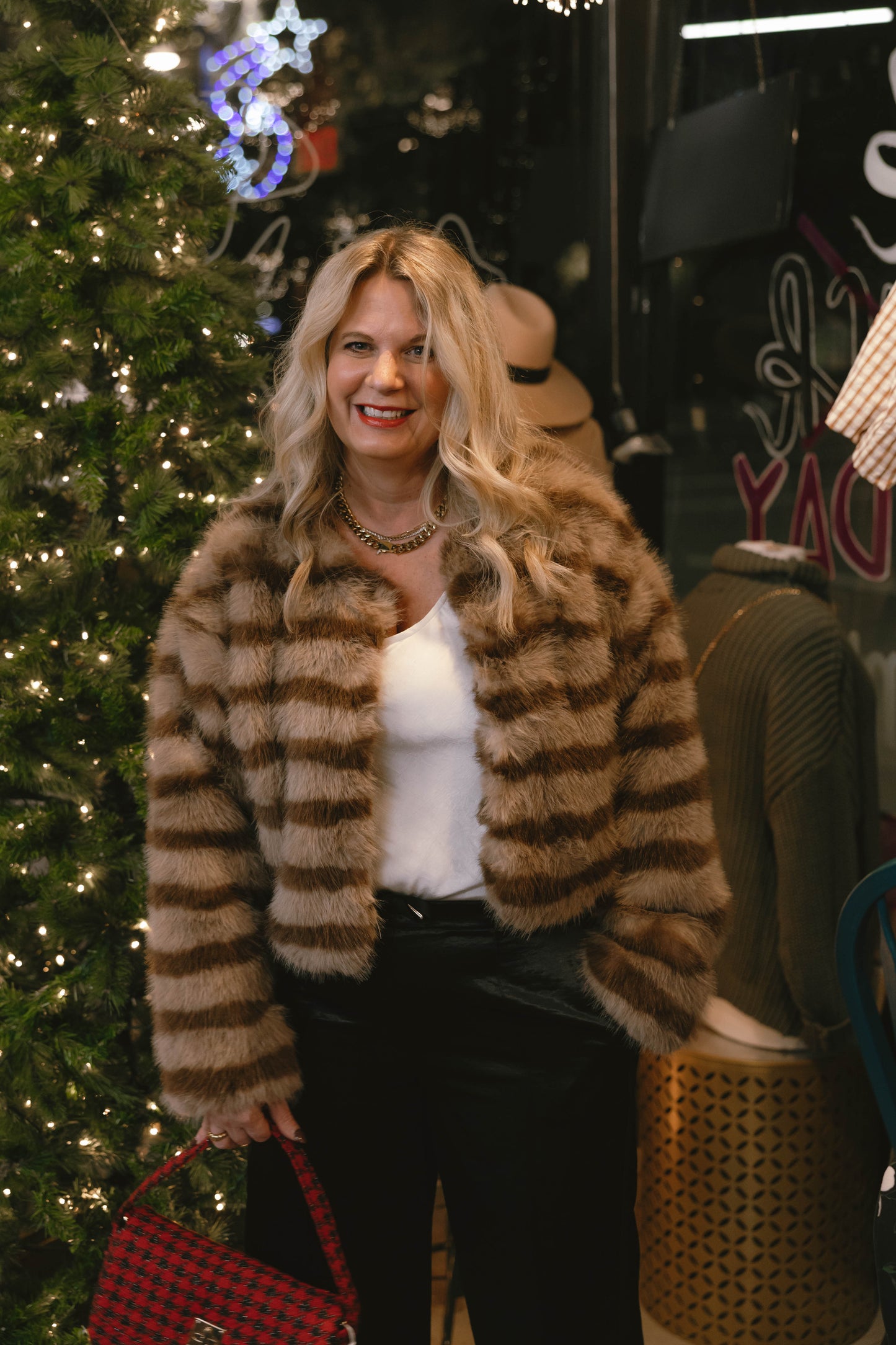 Ricky Round Neck Faux Fur Crop Coat