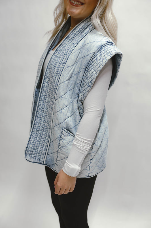Mariana Oversized Quilted Denim Vest