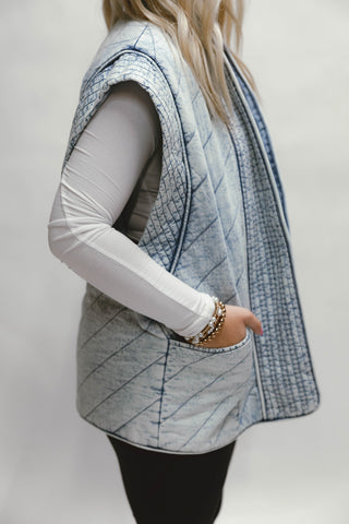 Mariana Oversized Quilted Denim Vest