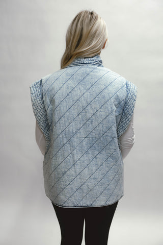 Mariana Oversized Quilted Denim Vest