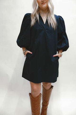 Victoria Shift Split Neck Mini Dress