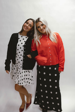 Dotty Satin Midi Skirt