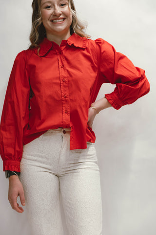 Rachel Ruffle Accent Button Down Lovely Shirt