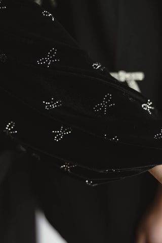 Tina Bow Tie Velvet Top