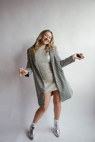 Mindy Metallic Holiday Sweater Dress