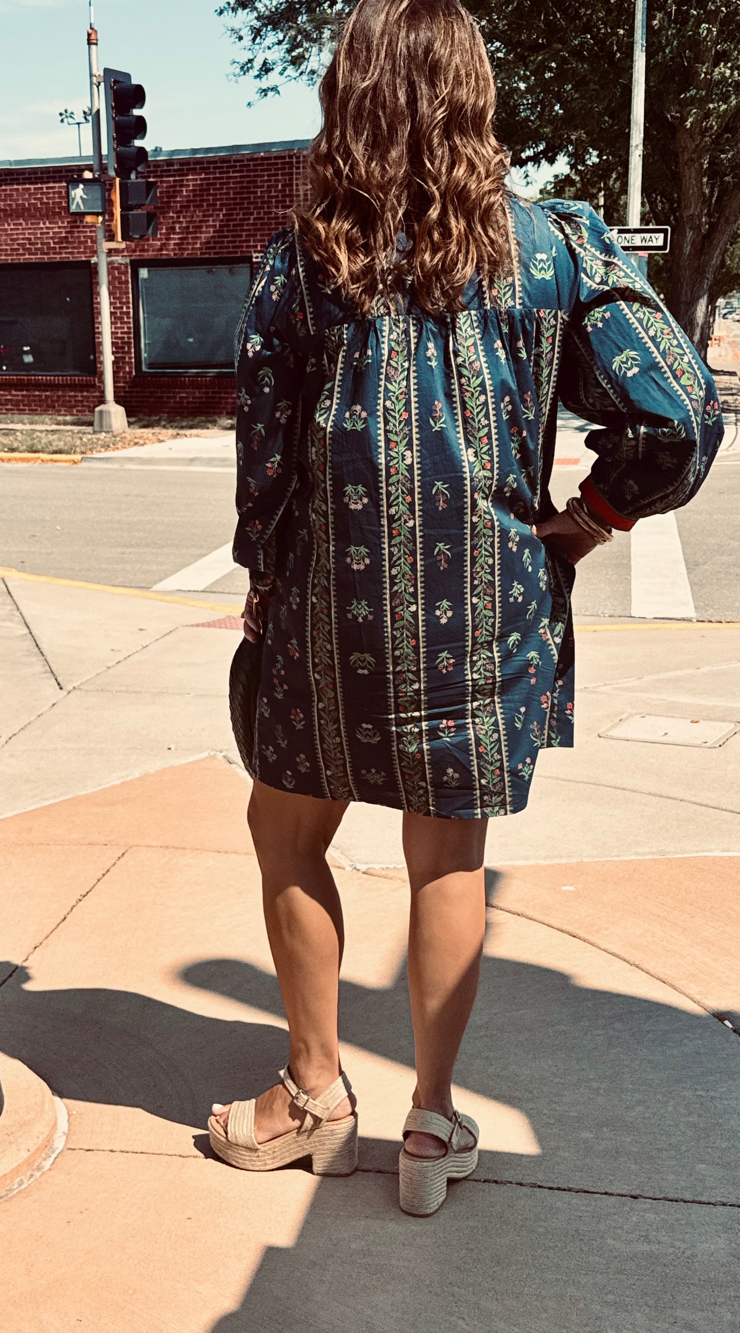 Beth Ruffled Neckline Floral Dress