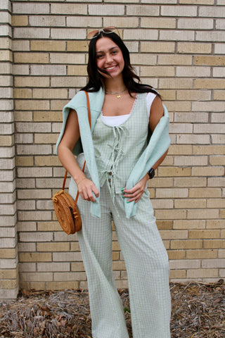 Simply Sage Seersucker Plaid Lounge Pants