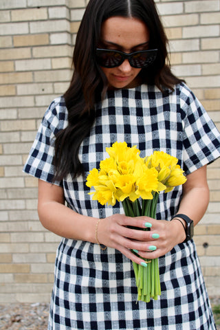 Poppy Plaid Scallop Mini Dress