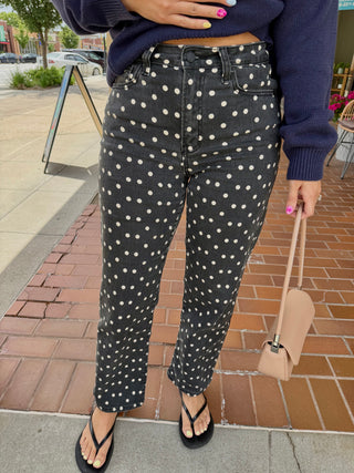 JBD Vintage Polka Dot Straight Jeans