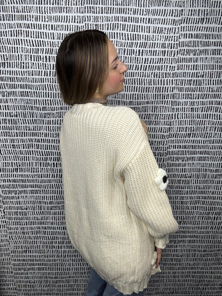 3D Chunky Flower Cardigan