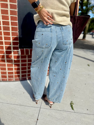 Bianca Studded Barrel Denim
