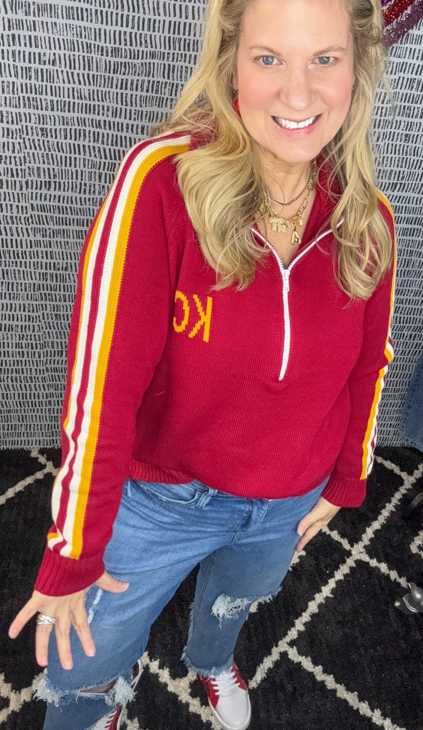 CUSTOM Chiefs 1/2 Zip Knit Sweater