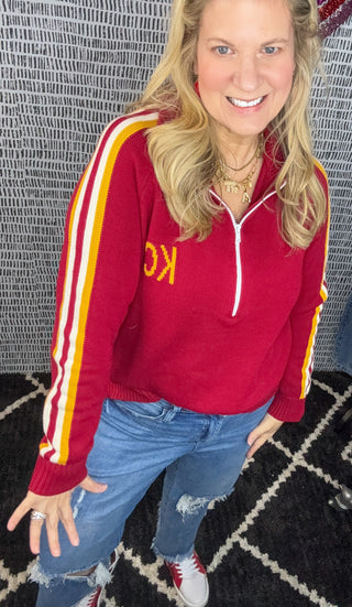 CUSTOM Chiefs 1/2 Zip Knit Sweater