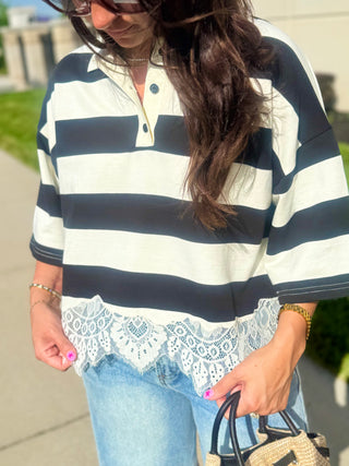 Ella Lace Polo Top