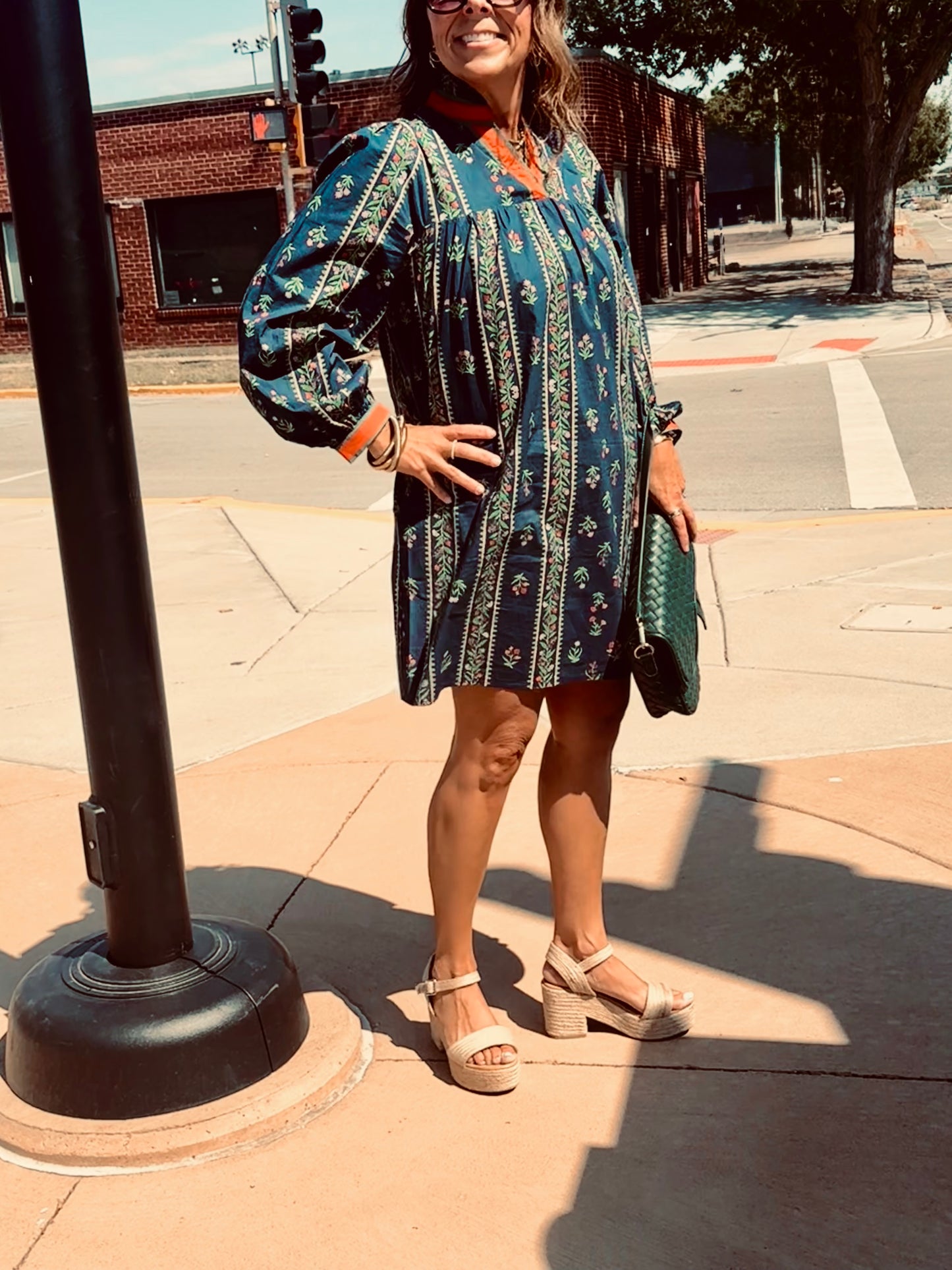 Beth Ruffled Neckline Floral Dress