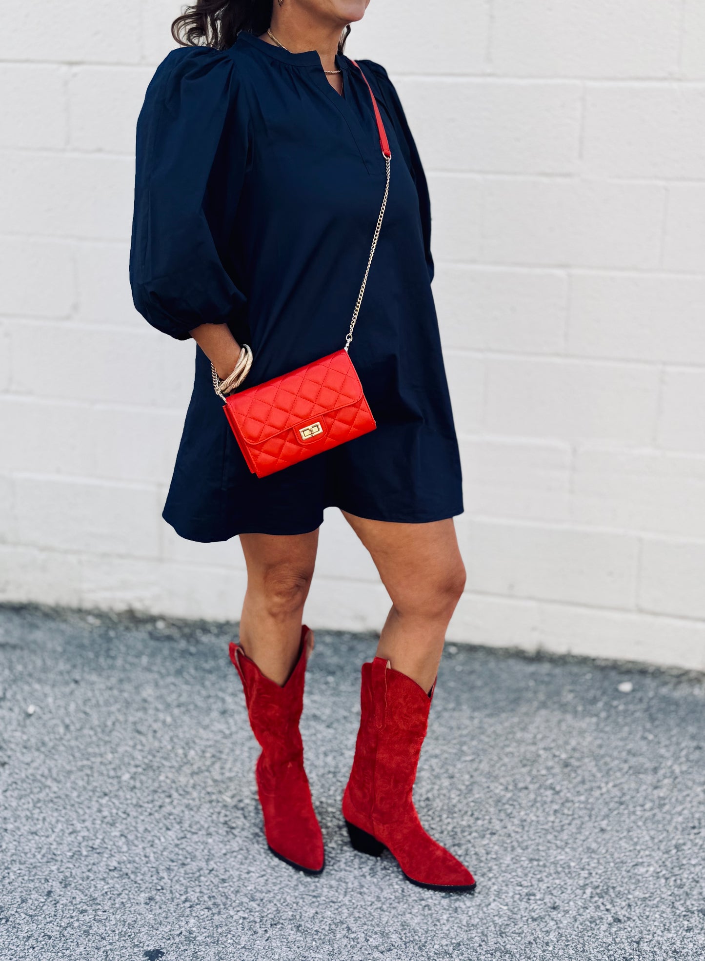 Victoria Shift Split Neck Mini Dress