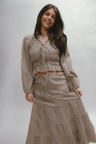 Ginni Gingham Maxi Tiered Skirt