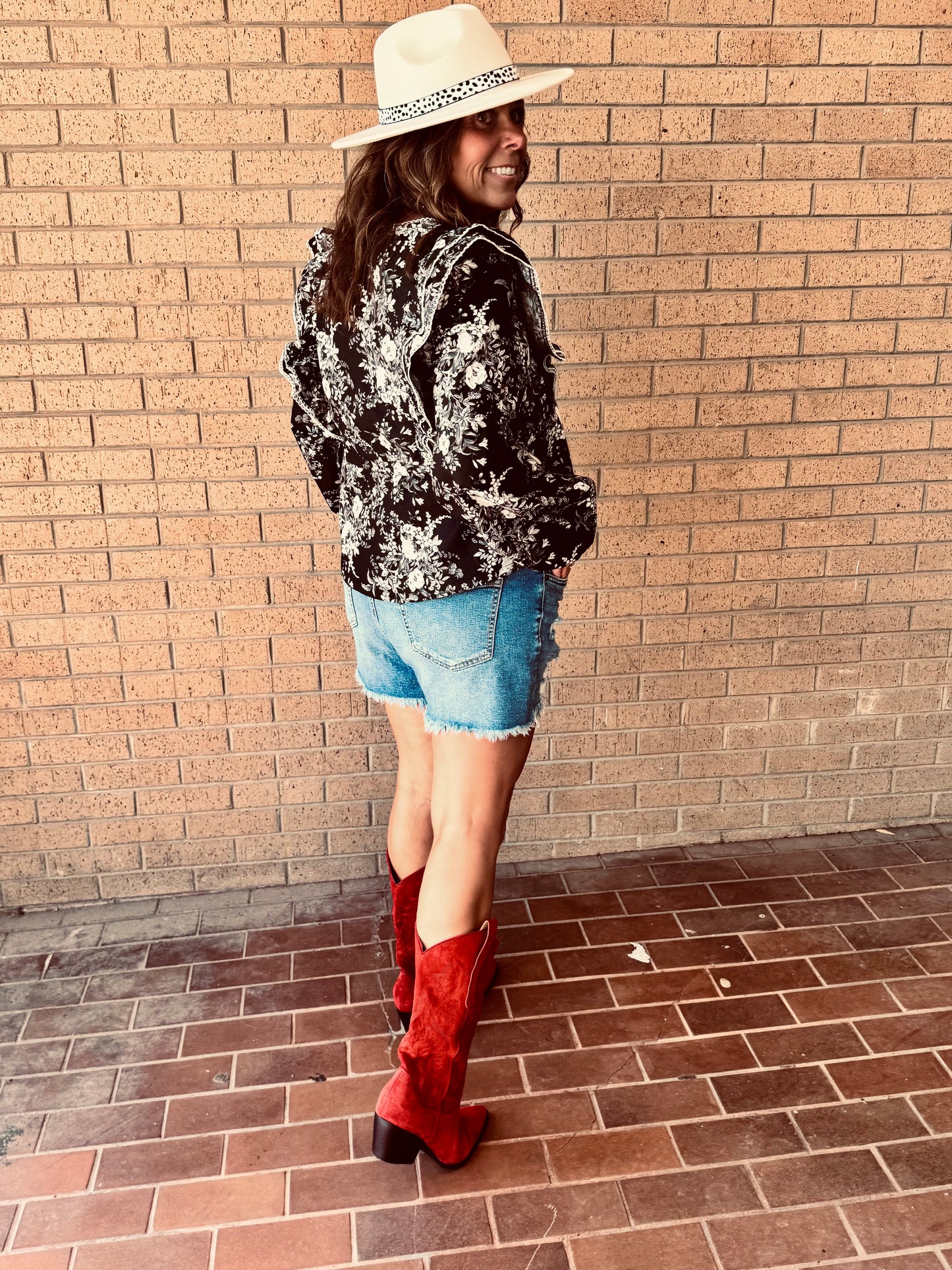 Victorian Floral Ruffle Blouse