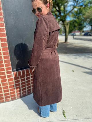 Randi Suede Long Trench Coat