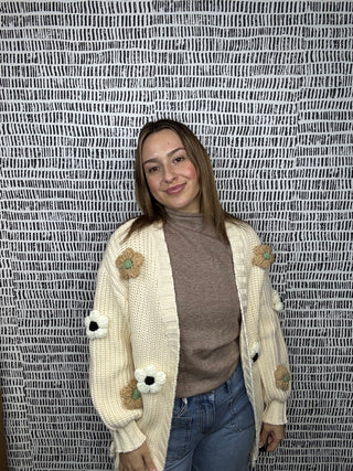 3D Chunky Flower Cardigan