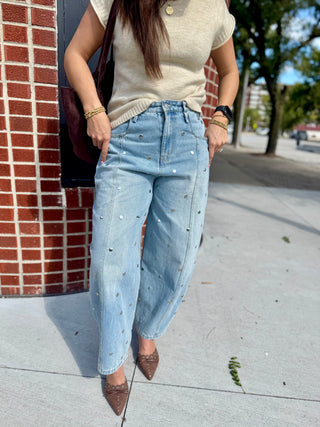 Bianca Studded Barrel Denim
