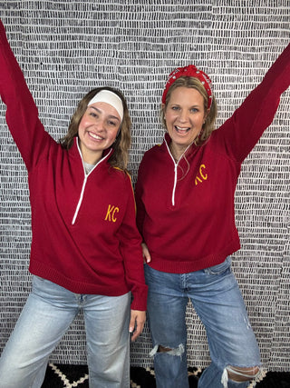 CUSTOM Chiefs 1/2 Zip Knit Sweater