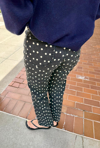 JBD Vintage Polka Dot Straight Jeans