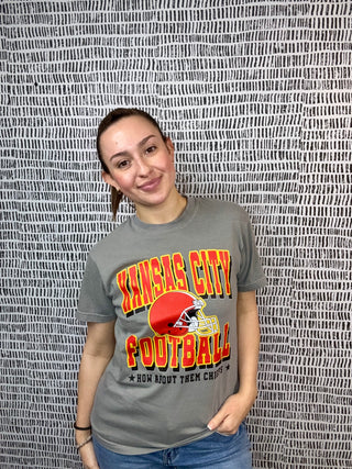KC Football -How About Them Chiefs - Charcoal Tee